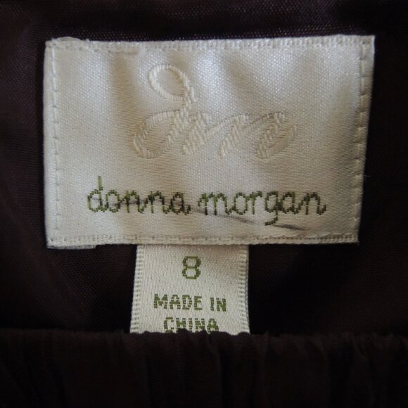 Donna Morgan "Morgan" Brown Strapless Silk Chiffon Dress 8 - Picture 11 of 12